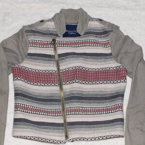 BOHO American Eagle Outfitters Size XS Womens Jacket Olive tan pink canvas EUC